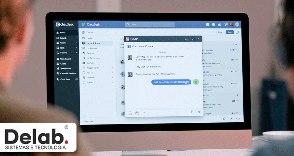 Interface do Zoho Desk com janela de conversa do ChatGPT aberta para atendimento automatizado